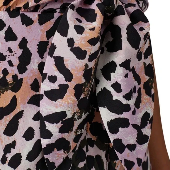 Veronica Beard Pink and Black Leopard Silk Blend Midi Dress - Picture 3 of 3